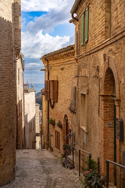 Narrow street in Ripatransone small village