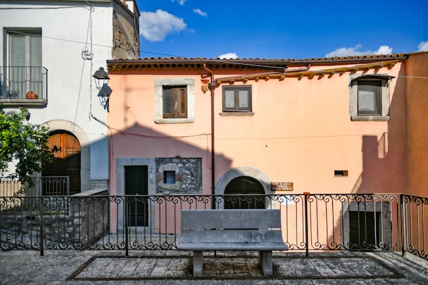 A narrow street of San Lorenzello a medieval town of Benevento province Italy