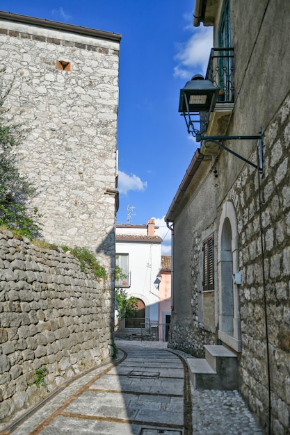 A narrow street of San Lorenzello a medieval town of Benevento province Italy