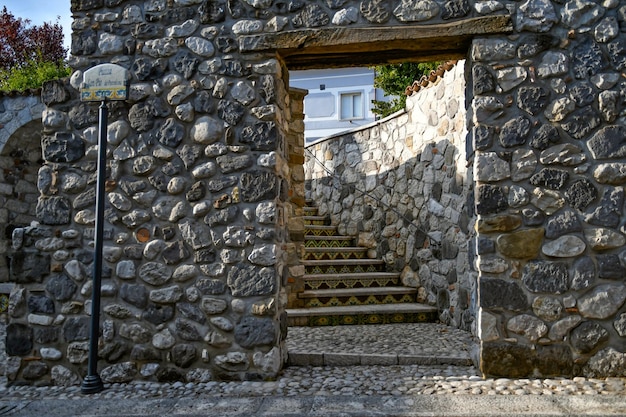 A narrow street of San Lorenzello a medieval town of Benevento province Italy