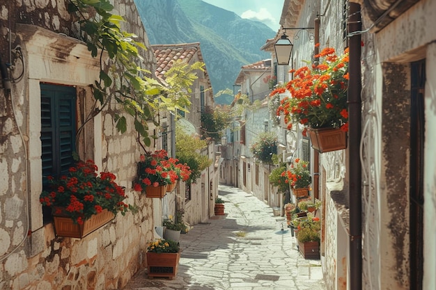 narrow street in a small town in Europe