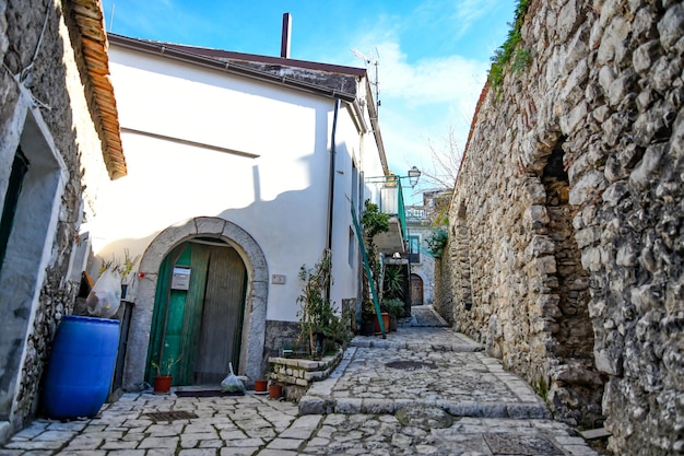 A narrow street in Trentinara a small village of the province of Salerno Italy