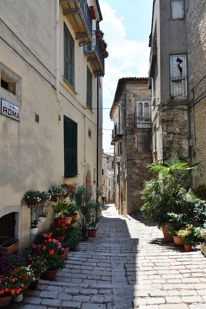 A narrow street in Trivento a mountain village in the Molise region of Italy