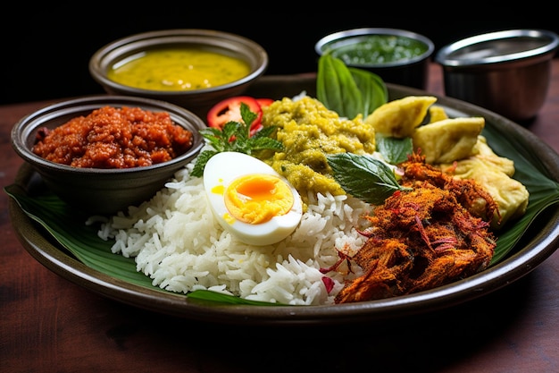 Nasi Campur with turmeric sambal