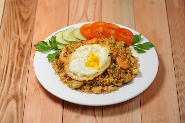 Nasi Goreng is made from rice shrimp meatballs  with spicy spices processed by frying