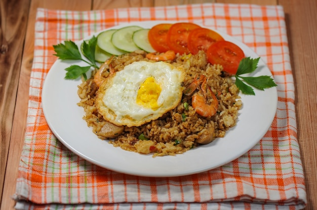 Nasi Goreng is made from rice shrimp meatballs  with spicy spices processed by frying