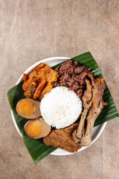 Nasi Gudeg. A Signature and Legendary Dish from Yogyakarta Indonesia. Jack Fruit Stew.