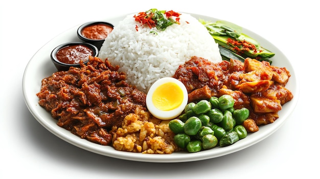 Nasi Padang asian concept background isolated on a white background