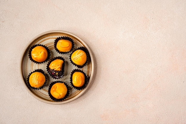 Nastar cookies or Pineapple tart is a small bitesize pastry filled or topped with pineapple jam