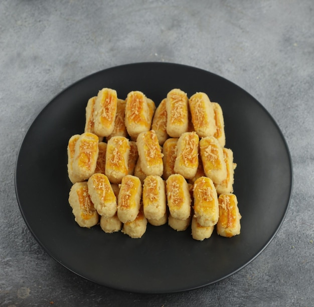 Nastar cookies or pineapple tart is a small size cookies filled with pineapple jam selective focus