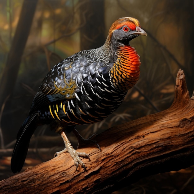 Natal spurfowl on tree log