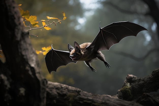 Photo natalidae bat in natural forest environment wildlife photography