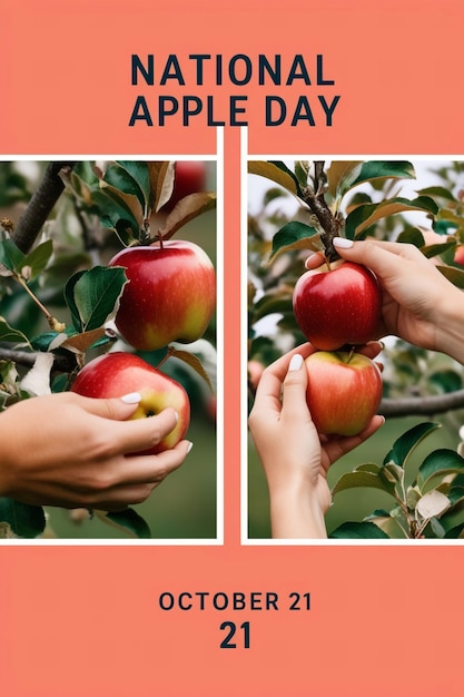 National Apple Day Celebration Hands Picking Apples from Tree October 18 Fruit Harvest and Healthy Living