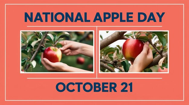 Photo national apple day celebration hands picking apples from tree october 18 fruit harvest and healthy living