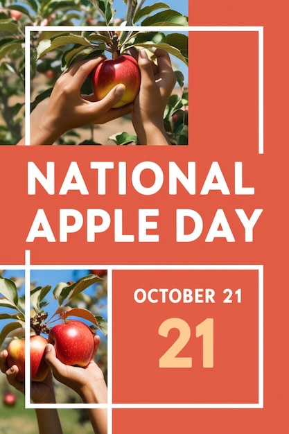 Photo national apple day celebration hands picking apples from tree october 18 fruit harvest and healthy living