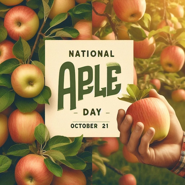 National Apple Day Celebration Hands Picking Apples from Tree October 18 Fruit Harvest and Healthy Living