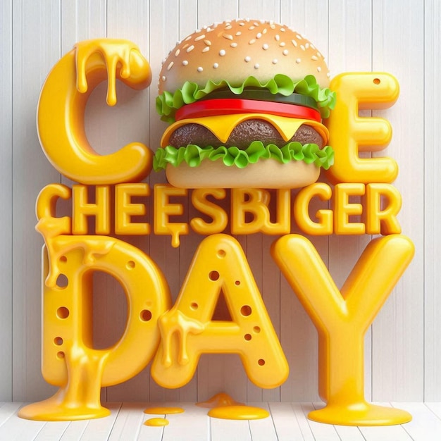 Photo national cheeseburger day flat illustration