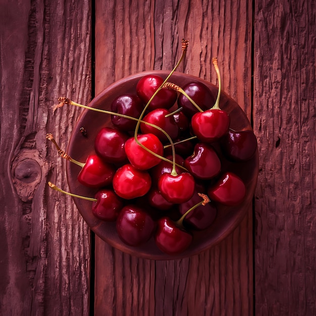 National Cherry Day Fresh red cherries on a realstic background photo