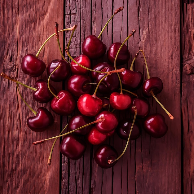 National Cherry Day Fresh red cherries on a realstic background photo