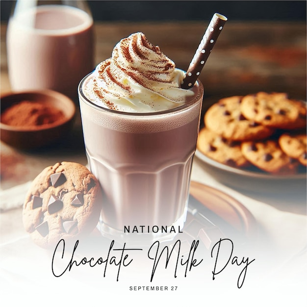 National Chocolate Milk Day social media post banner poster template