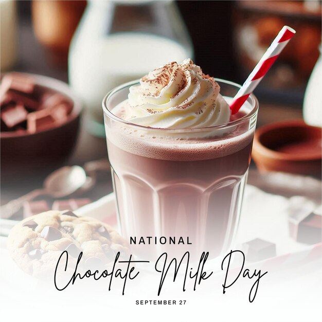 National Chocolate Milk Day social media post banner poster template