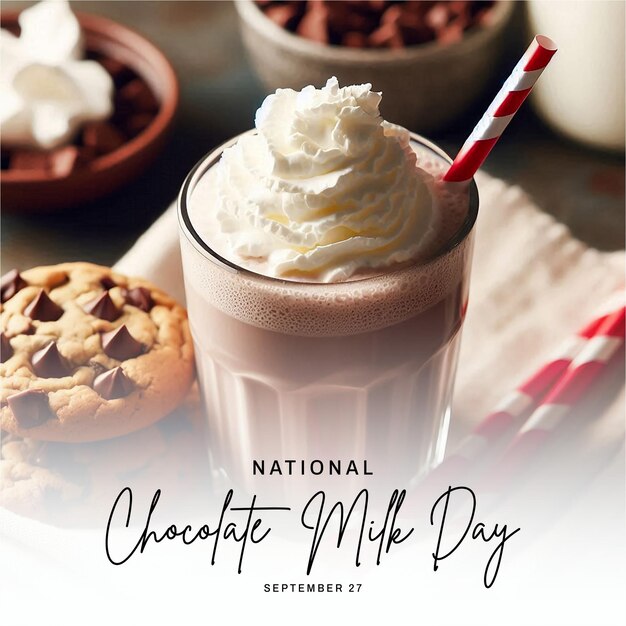 National Chocolate Milk Day social media post banner poster template