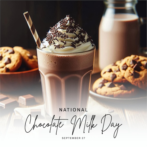 Photo national chocolate milk day social media post banner poster template