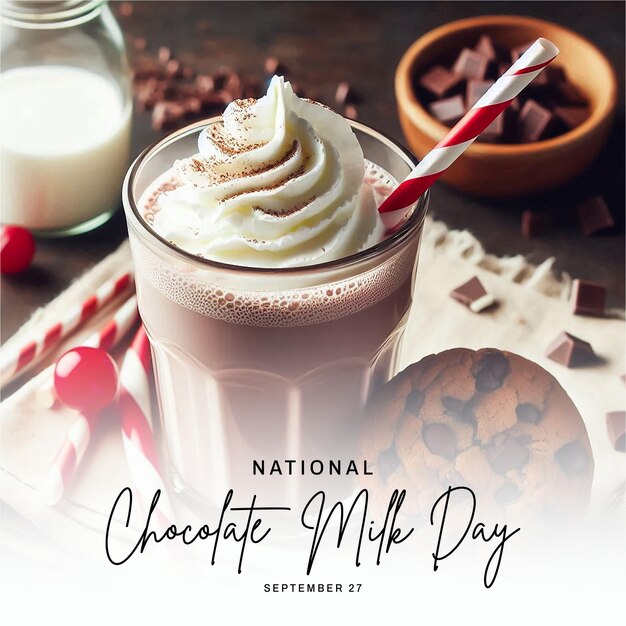 Photo national chocolate milk day social media post banner poster template