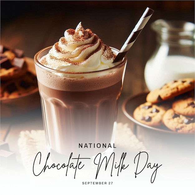 National Chocolate Milk Day social media post banner poster template