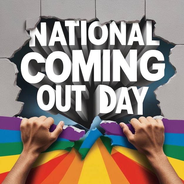 Photo national coming out day celebration template background banner card and poster design