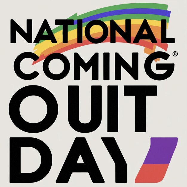 National Coming Out Day October 11 Colorful Gay LGBT Lettering on White Background