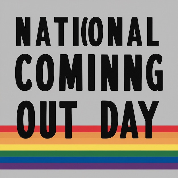 National Coming Out Day October 11 Colorful Gay LGBT Lettering on White Background