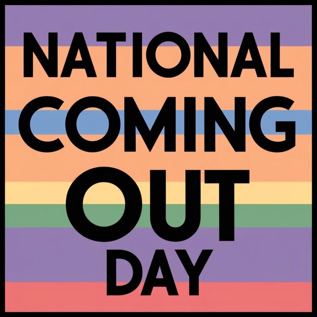 National Coming Out Day October 11 Colorful Gay LGBT Lettering on White Background