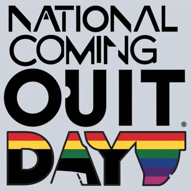 Photo national coming out day october 11 colorful gay lgbt lettering on white background