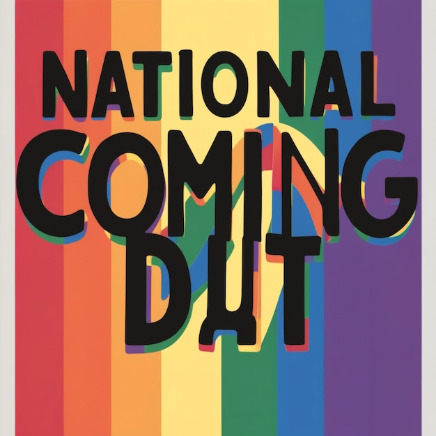 Photo national coming out day october 11 colorful gay lgbt lettering on white background