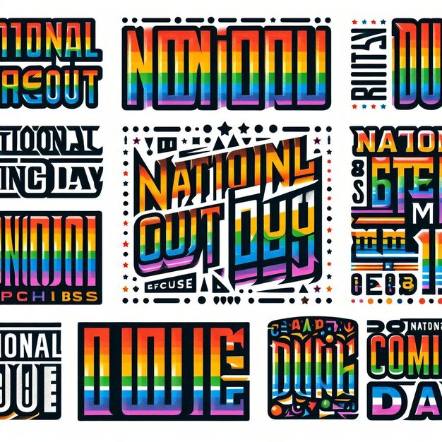 Photo national coming out day october 11 colorful lettering on white background lgbt pride and equality emblem