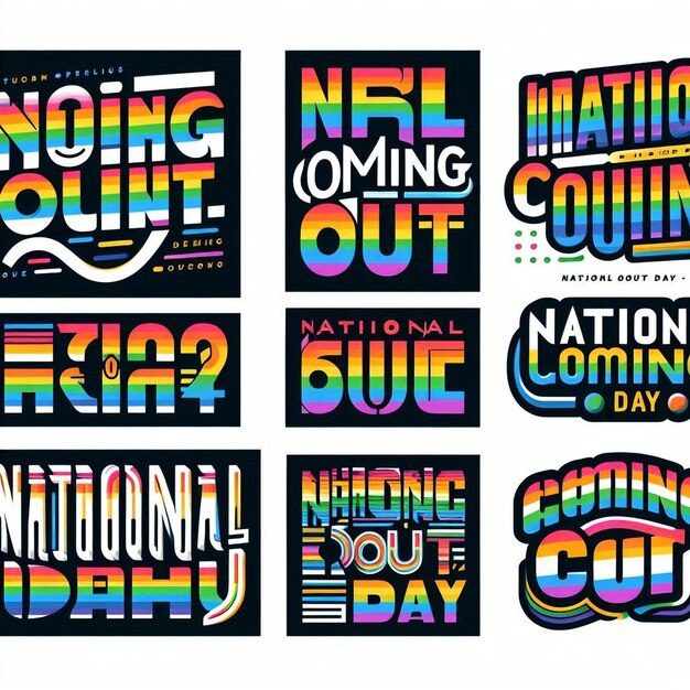 Photo national coming out day october 11 colorful lettering on white background lgbt pride and equality emblem