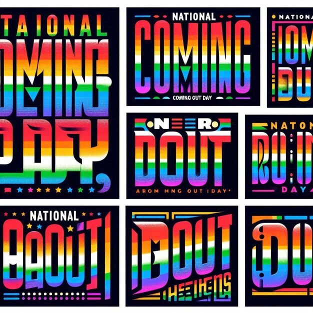 Photo national coming out day october 11 colorful lettering on white background lgbt pride and equality emblem