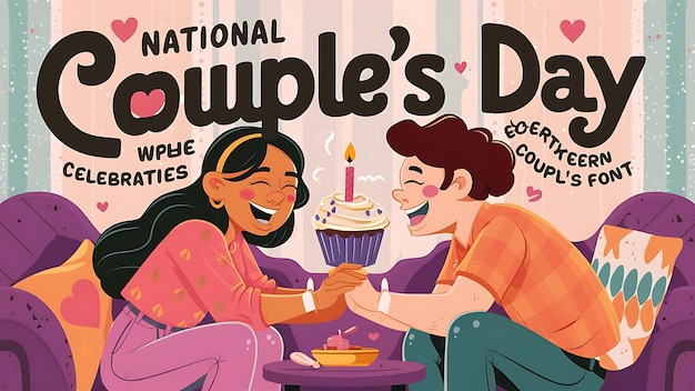 National couples day flat illustration