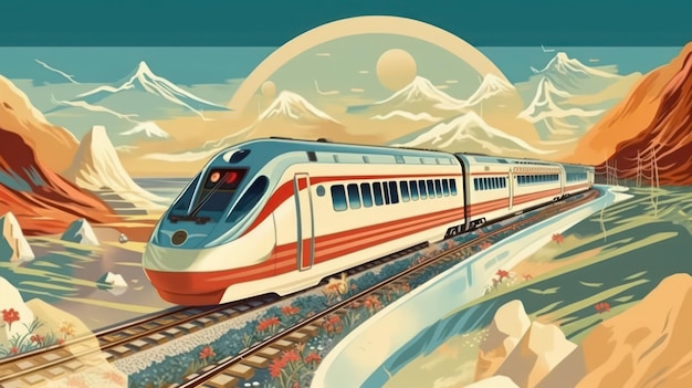 national day high speed rail travel illustration