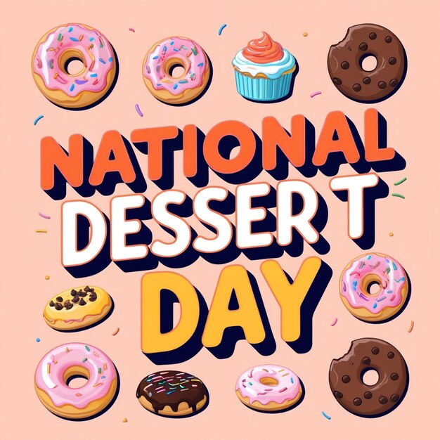 Photo national dessert day vector design template ice cream chocolate donut berry illustration for celebration