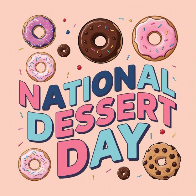 Photo national dessert day vector design template ice cream chocolate donut berry illustration for celebration