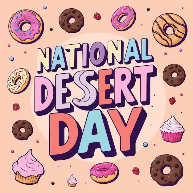 Photo national dessert day vector design template ice cream chocolate donut berry illustration for celebration