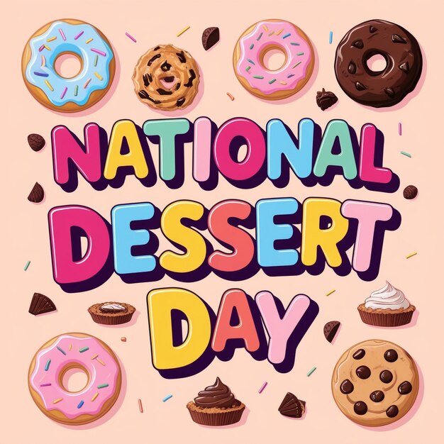 National Dessert Day Vector Design Template Ice Cream Chocolate Donut Berry Illustration for Celebration