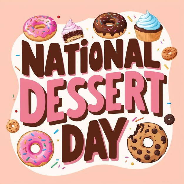 Photo national dessert day vector design template ice cream chocolate donut berry illustration for celebration