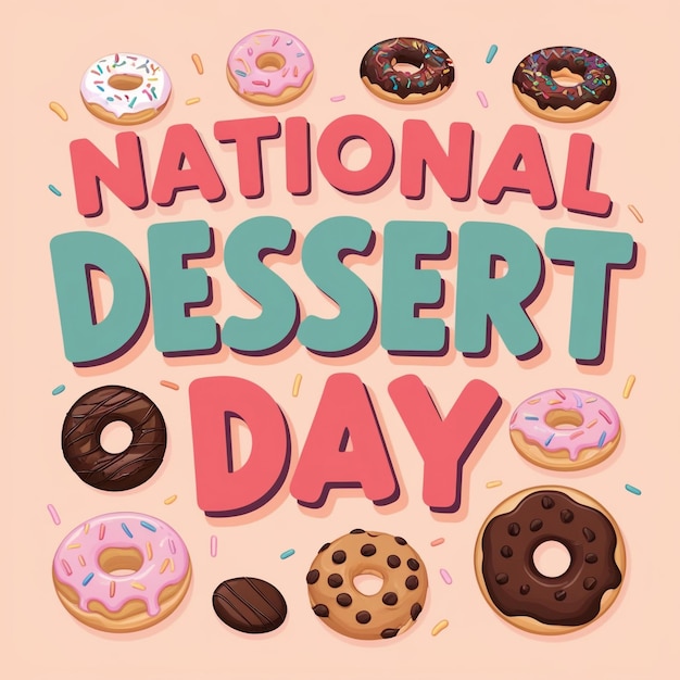 Photo national dessert day vector design template ice cream chocolate donut berry illustration for celebration