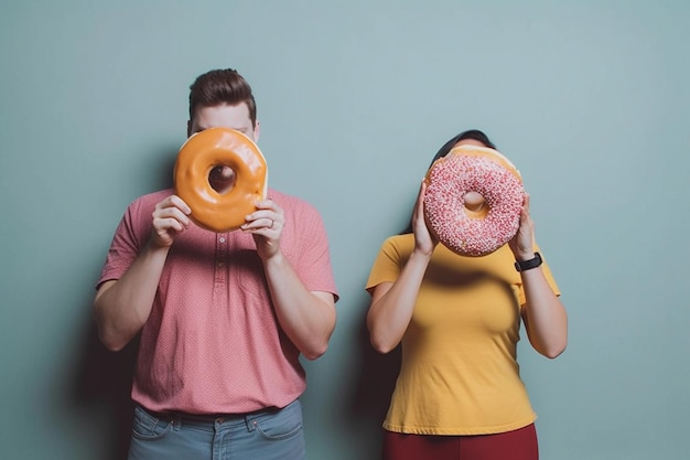 National Donut day A woman holding a glazed donut with the word you on it AI generation