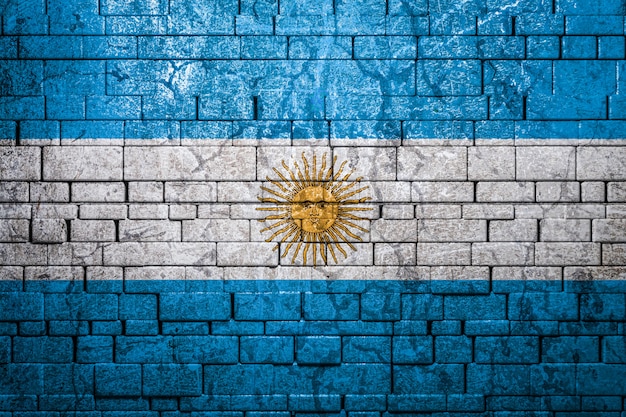 National flag of Argentina on brick wall