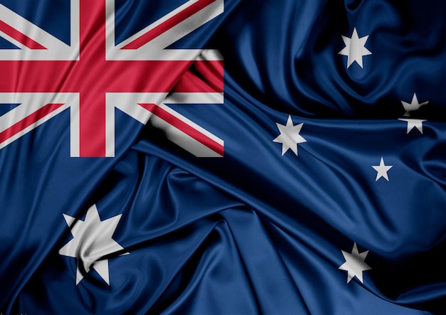 National flag of Australia hoisted outdoors Australia Day Celebration 3D rendering