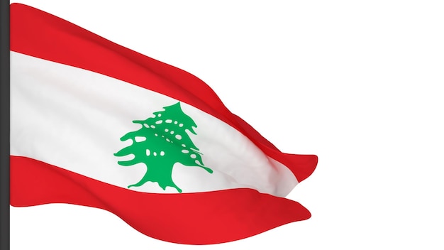 National flag background imagewind blowing flags3d renderingFlag of Lebanon